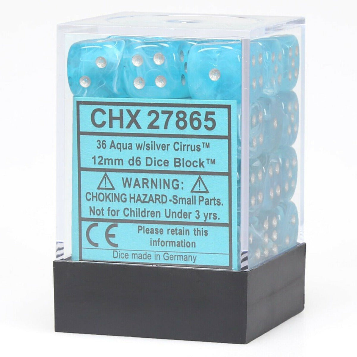 Chessex: Cirrus 12mm D6 Aqua/Silver (x36)