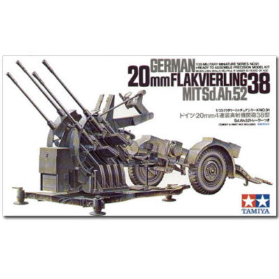 Tamiya: 1/35 German 20mm Flakvierling 38 MITSd.Ah.52 35091