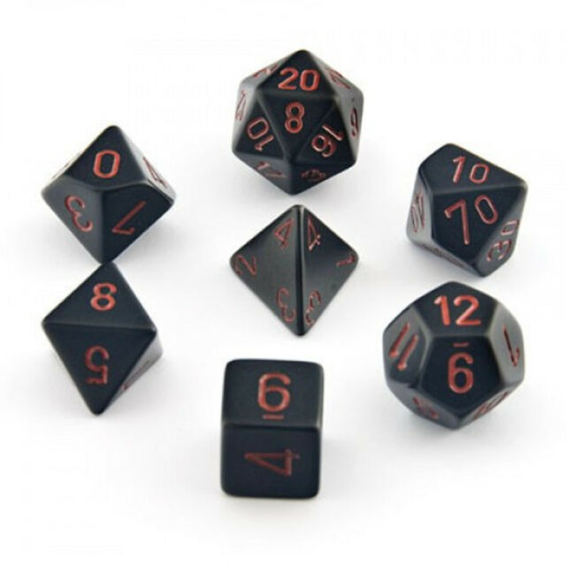 Chessex: Opaque Polyhedral Black/Red 7-Die Set