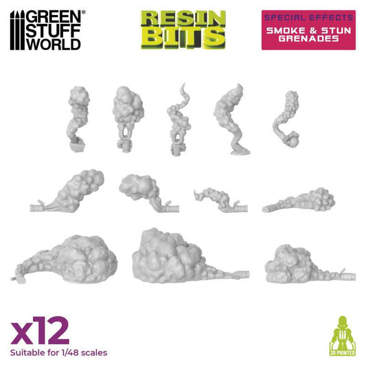 Green Stuff World: Resin Bits - 1/48 Smoke and Stun Grenades
