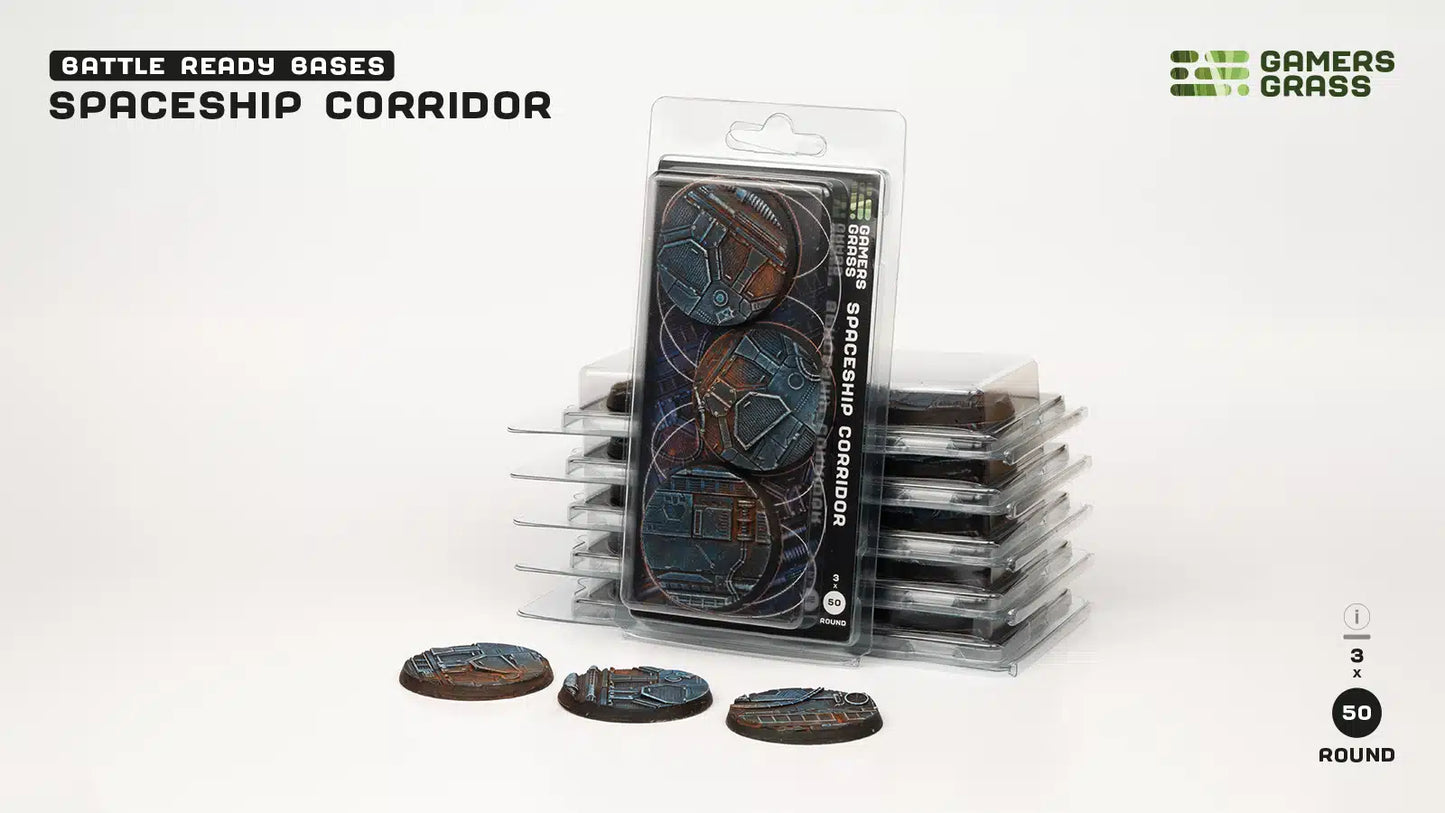Gamers Grass: Bases Spaceship Corridor Round 50mm (x3)