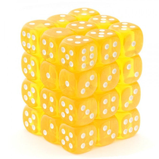 Chessex: Translucent 12mm D6 Yellow/White (x36)