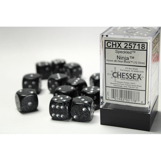 Chessex: Speckled 16mm D6 Ninja (x12)