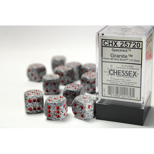 Chessex: Speckled 16mm D6 Granite (x12)