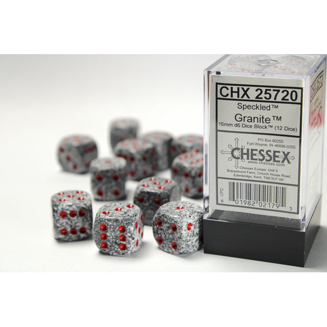 Chessex: Speckled 16mm D6 Granite (x12)
