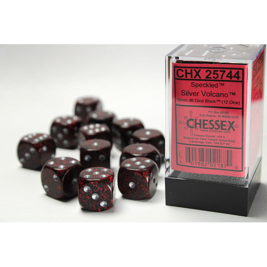 Chessex: Speckled 16mm D6 Silver Volcano (x12)