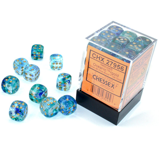 Chessex: Nebula Oceanic/gold Luminary 12mm D6 (x36)