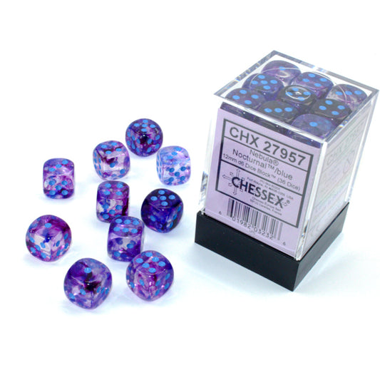 Chessex: Nebula 12mm D6 Nocturnal/Blue Luminary (x36)