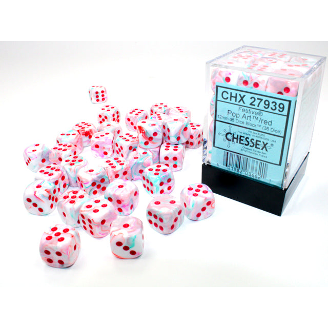 Chessex: Festive 12mm D6 Pop Art/Red (x36)