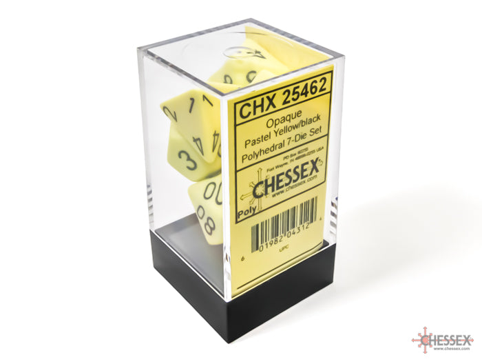 Chessex: Opaque Polyhedral Pastel Yellow/Black 7-Die Set