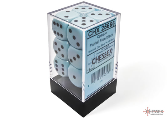 Chessex: Opaque 16mm D6 Pastel Blue/Black (x12)