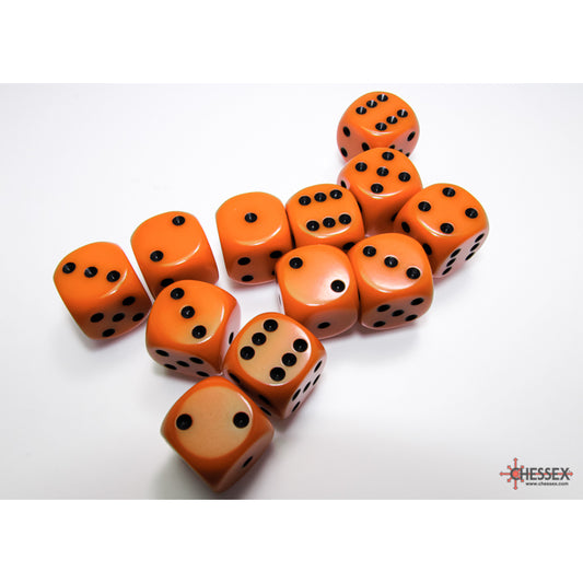 Chessex: Opaque 16mm D6 Orange/Black (x12)