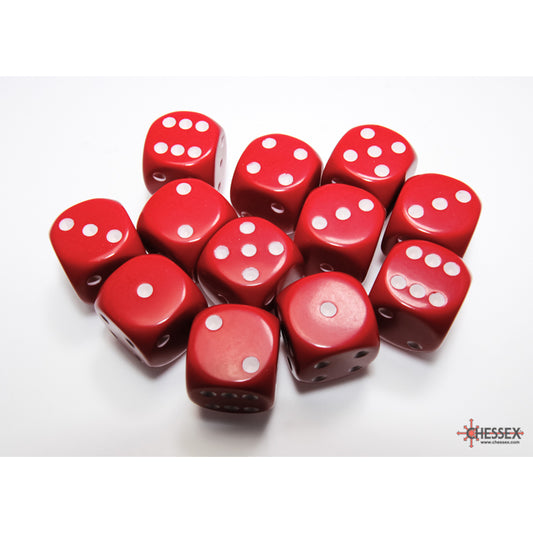 Chessex: Opaque 16mm D6 Red/White (x12)