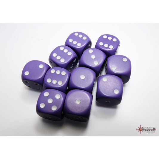 Chessex: Opaque 16mm D6 Purple/White (x12)