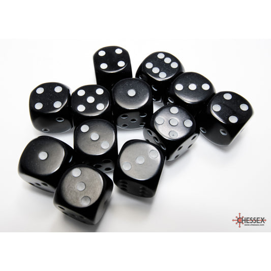 Chessex: Opaque 16mm D6 Black/White (x12)