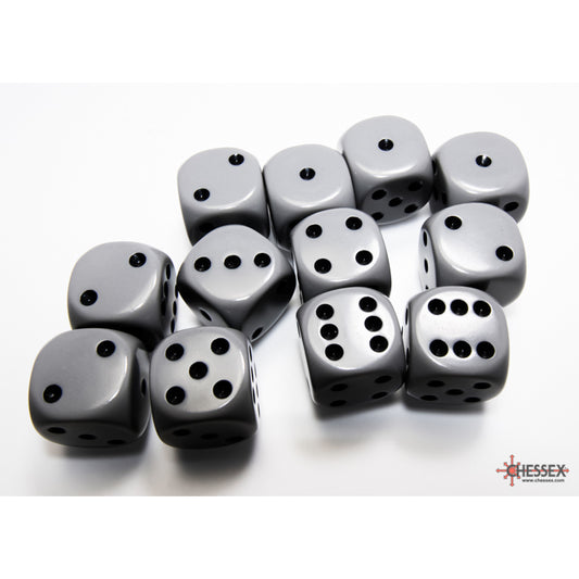Chessex: Opaque 16mm D6 Grey/Black (x12)