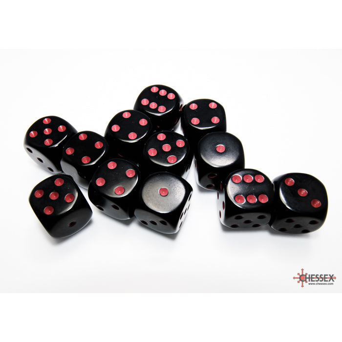 Chessex: Opaque 16mm D6 Black/Red (x12)