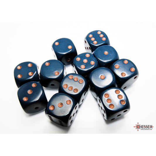 Chessex: Opaque 16mm D6 Dusty Blue/Copper (x12)