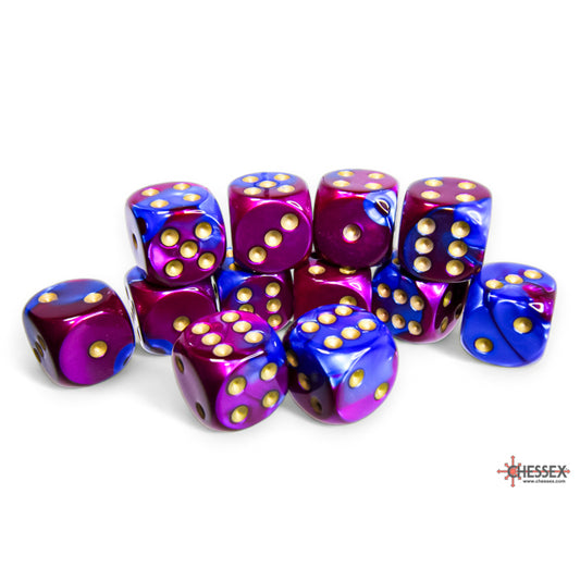 Chessex: Gemini 16mm D6 Blue-Purple/Gold (x12)