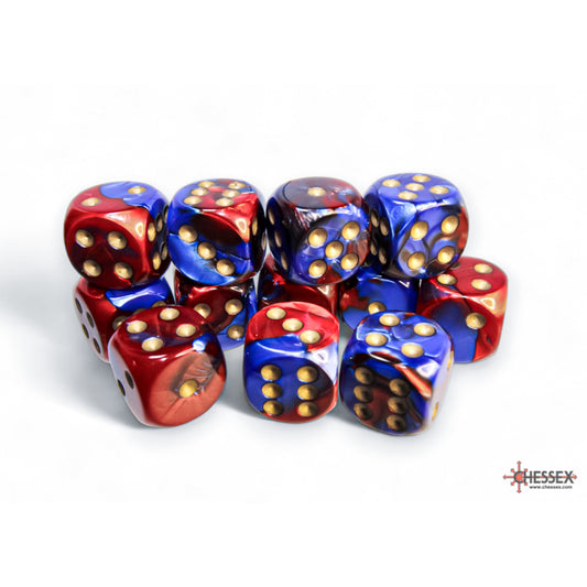 Chessex: Gemini 16mm D6 Blue-Red/Gold (x12)