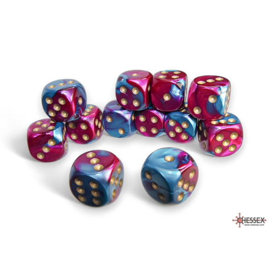 Chessex: Gemini 16mm D6 Purple-Teal/Gold (x12)