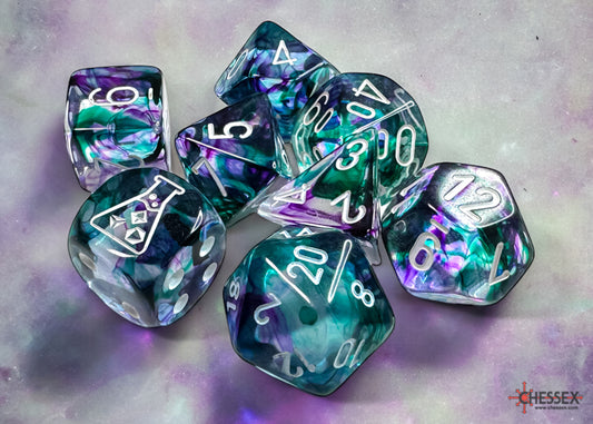 Chessex: Nebula Polyhedral Fluorite/White 7-Die Set