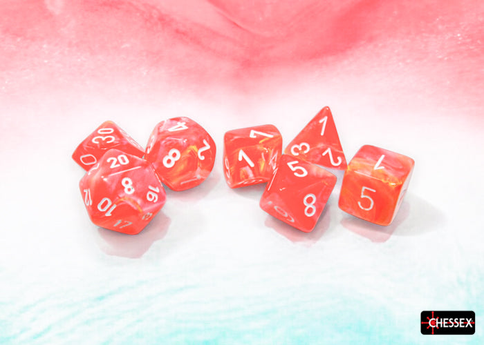 Chessex: Festive Polyhedral Dahlia/White Luminary 7-Die Set