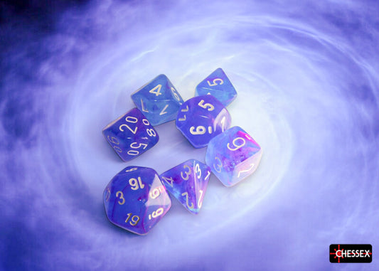 Chessex: Nebula Polyhedral Aura/White Luminary 7-Die Set