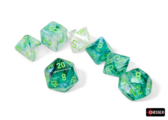 Chessex: Borealis Polyhedral Kelp/Light Green Luminary 7-Die Set