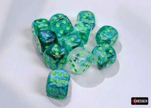 Chessex: Borealis 16mm D6 Kelp/Light Green Luminary (x12)