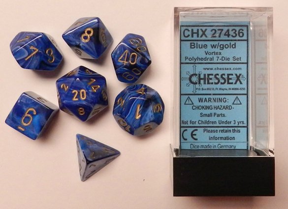 Chessex: Vortex Polyhedral Blue/Gold 7-Die Set