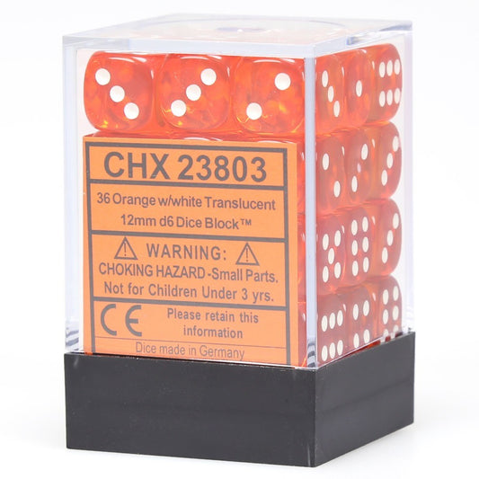 Chessex: Translucent 12mm D6 Orange/White (x36)