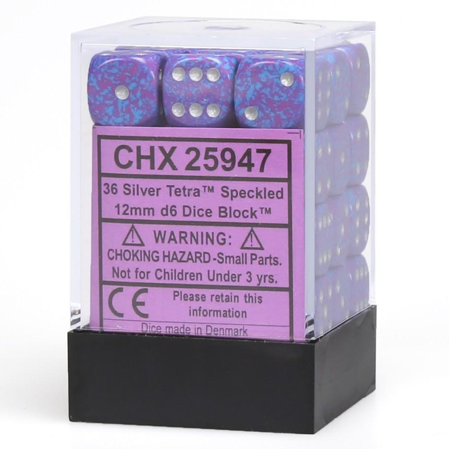 Chessex: Speckled 12mm D6 Silver Tetra (x36)