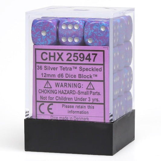 Chessex: Speckled 12mm D6 Silver Tetra (x36)