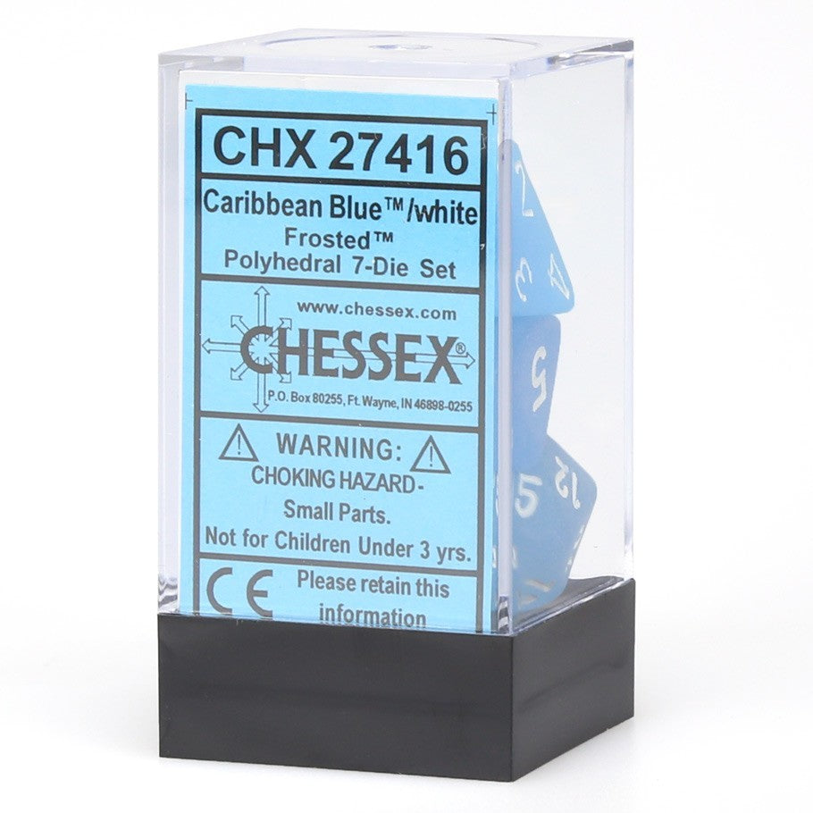Chessex: Frosted Polyhedral Caribbean Blue/White 7-Die Set
