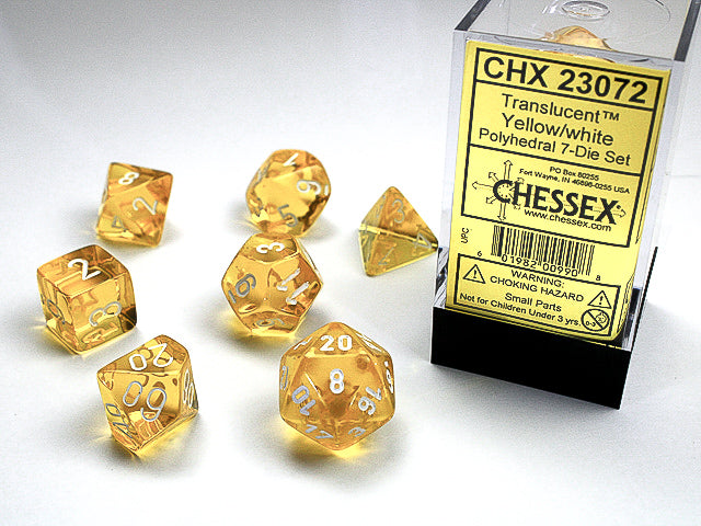 Chessex: Translucent Polyhedral Yellow/White 7-Die Set