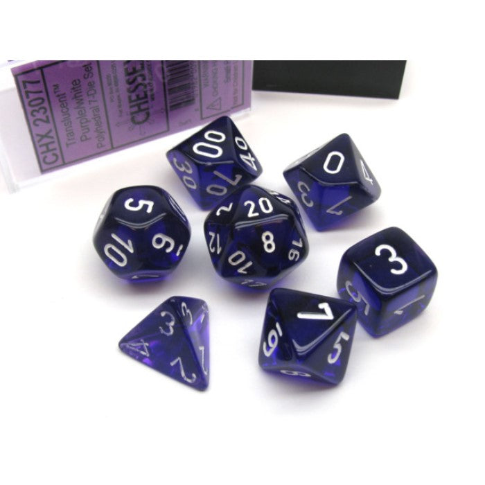 Chessex: Translucent Polyhedral Purple/White 7-Die Set
