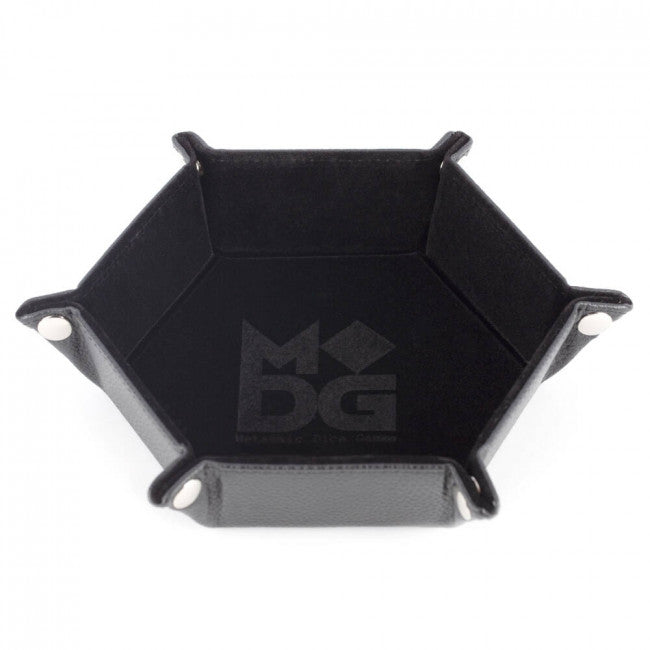 MDG: Fold Up Velvet Dice Tray Hexagon Black