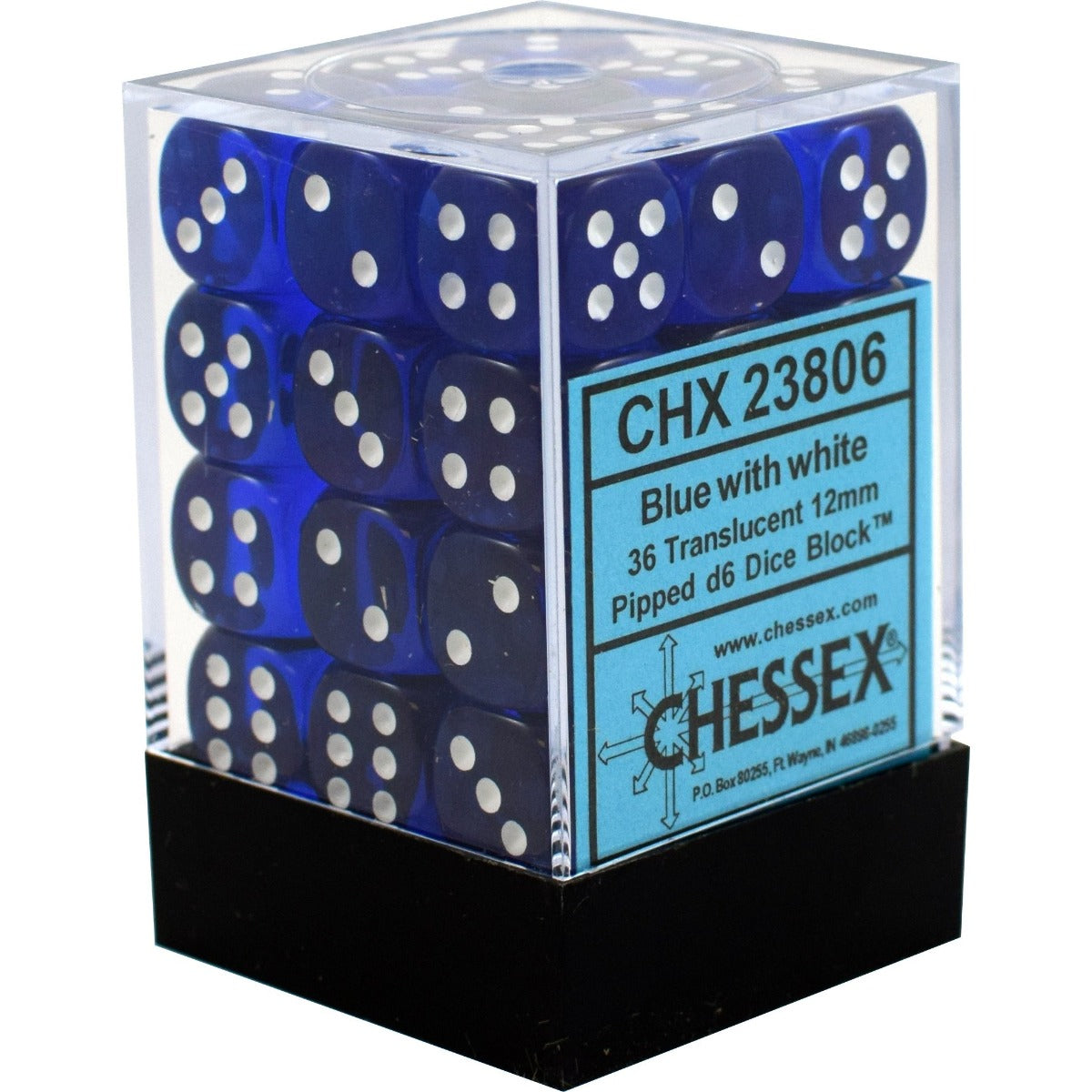 Chessex: Translucent 12mm D6 Blue/White (x36)