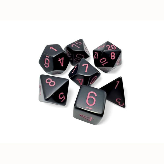 Chessex: Opaque Polyhedral Black/Pink 7-Die Set