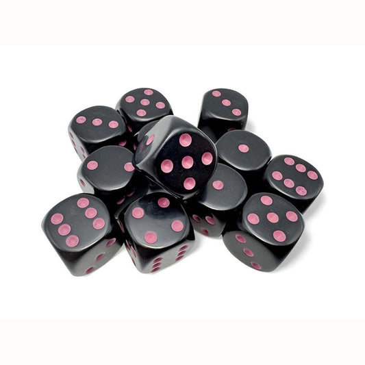 Chessex: Opaque 16mm D6 Black/Pink (x12)