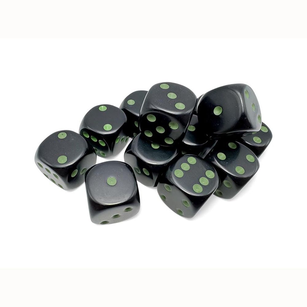 Chessex: Opaque 16mm D6 Black/Green (x12)