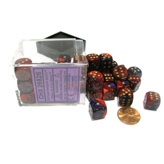 Chessex: Gemini 12mm D6 Purple-Red/Gold (x36)