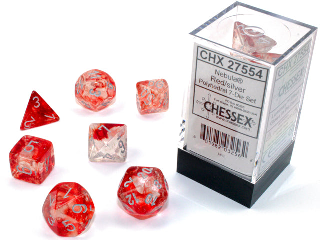 Chessex: Nebula Polyhedral Red/Silver Luminary 7-Die Set