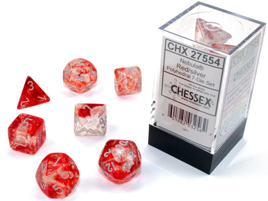Chessex: Nebula Polyhedral Red/Silver Luminary 7-Die Set