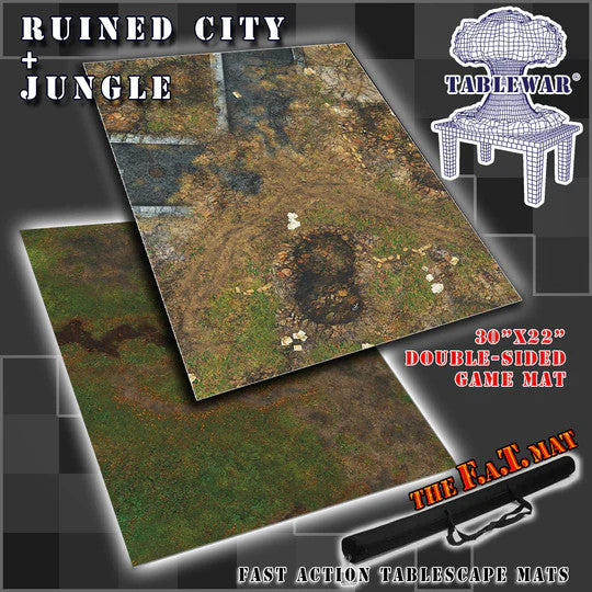 The F.A.T. Mat: 30x22" Ruined City + Jungle  Gaming Mat