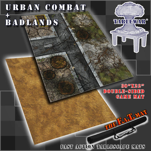 The F.A.T. Mat: 30x22" Urban Combat + Badlands  Gaming Mat