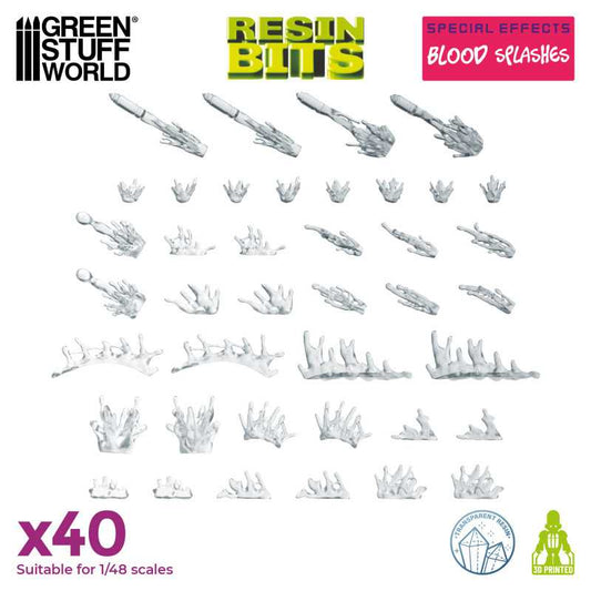 Green Stuff World: Resin Bits - 1/48 Blood Splashes Effect