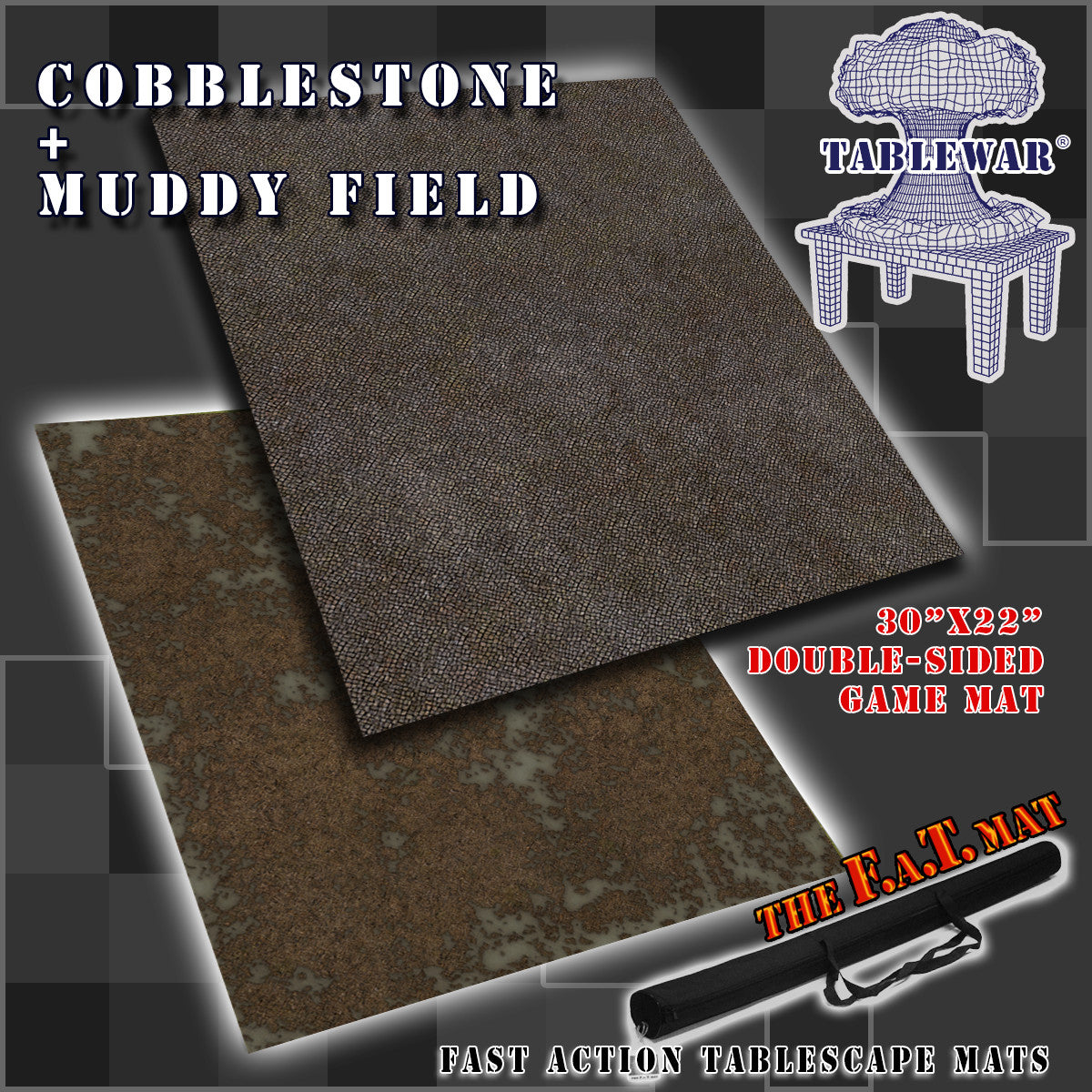 The F.A.T. Mat: 30x22" Cobblestone + Muddy  Gaming Mat