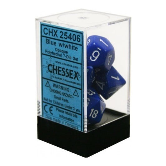 Chessex: Opaque Polyhedral Blue/White 7-Die Set